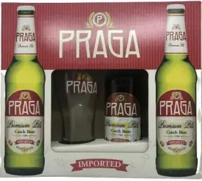 Пиво Praga Premium Pils gift set of 3 bottles & glass 0.5 л