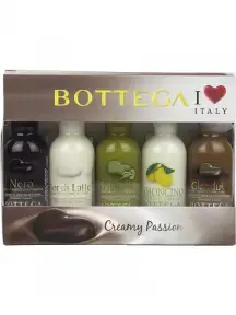 Ликер Bottega Pistacchio, Nero, Fior Di Latte, Limoncino Cream, Gianduia Fondente Cream, gift set of 5 bottles, 0.03 л