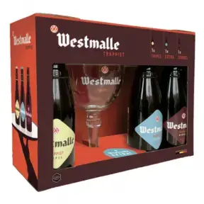 Пиво Westmalle Trappist, gift set of 3 bottles and glass, 0.33 л
