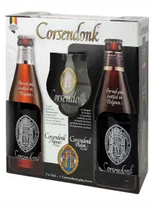 Пиво Corsendonk, Agnus Tripel, gift set 2 bottles & glass, 0.33 л