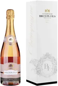 Шампанское Champagne Breton Fils Rose Demi-Sec Champagne AOC, gift box, 0.75 л