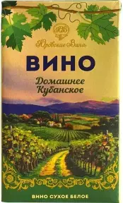 Вино Юровские Вина Домашнее Кубанское Белое сухое, Тетра Пак, 1 л