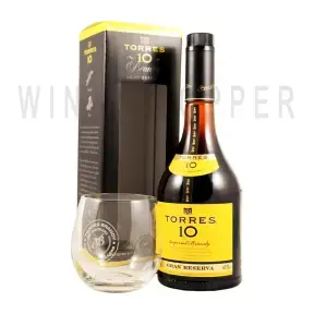 Бренди Torres 10 Gran Reserva gift box with glass 0.7 л