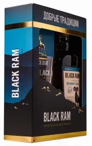 Виски Black Ram Bourbon Finish 3 Years Old, with glass in gift box, 0.7 л