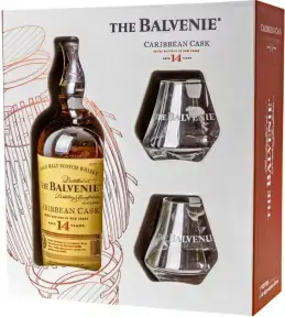 Виски Balvenie Caribbean Cask 14 Years Old, gift box with 2 glasses, 0.7 л