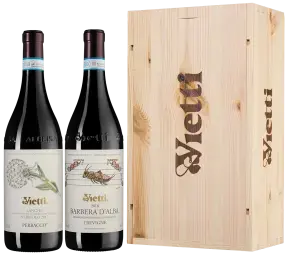 Вино Vietti Barbera d'Alba Tre Vigne + Nebbiolo Perbacco, wooden box, 0.75 л
