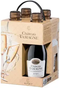 Игристое вино Chateau Tamagne Brut Blanc, gift box of 4 bottles, 0.2 л