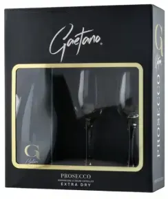 Игристое вино Gaetano Prosecco DOC Extra Dry gift box with 2 glasses, 0.75 л