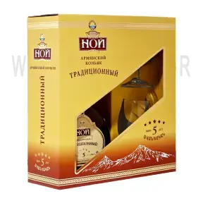Коньяк Noy Tradicionniy Armenian Brandy 5 y.o. in gift box with two glasses 0.5 л