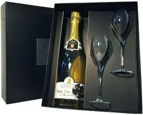 Шампанское Montre-cul Blanc De Blancs Brut Champagne Delot белое suhoe Gift Box 2 glasses 0.75 л