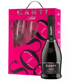 Игристое вино Canti Asti + 2 glasses, gift box 2017 0.75 л