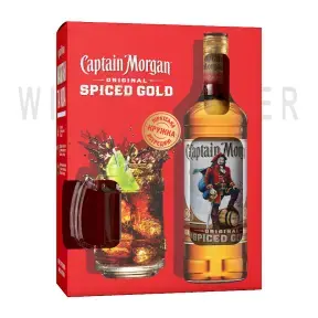 Ром Captain Morgan Spiced Gold, gift box with a glass, 1 л