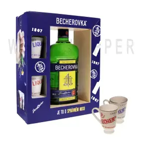 Ликер Becherovka in gift box 2 farforovymi chashkami 0.7 л