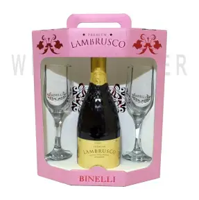 Игристое вино Binelli Premium Lambrusco Rosso Amabile Dell'Emilia gift set with 2 glasses 0.75 л