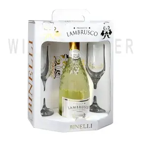 Игристое вино Binelli Premium Lambrusco Bianco Amabile Dell'Emilia gift set with 2 glasses 0.75 л