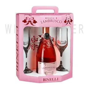 Игристое вино Binelli Premium Lambrusco Rosato Dell'Emilia gift set with 2 glasses 0.75 л