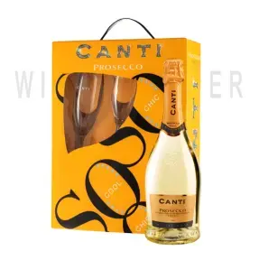 Игристое вино Canti Prosecco + 2 glasses, gift box 0.75 л