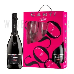 Игристое вино Canti Asti + 2 glasses, gift box 0.75 л