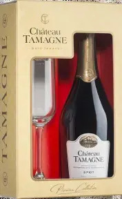 Игристое вино Chateau Tamagne Blanc Brut, gift box with glass, 0.75 л