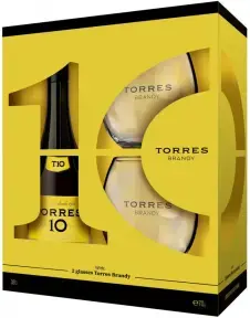 Бренди Torres 10 Gran Reserva gift box with 2 glasses 0.7 л