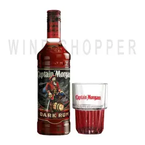 Ром Captain Morgan Dark, gift box with plastic glass, 0.7 л