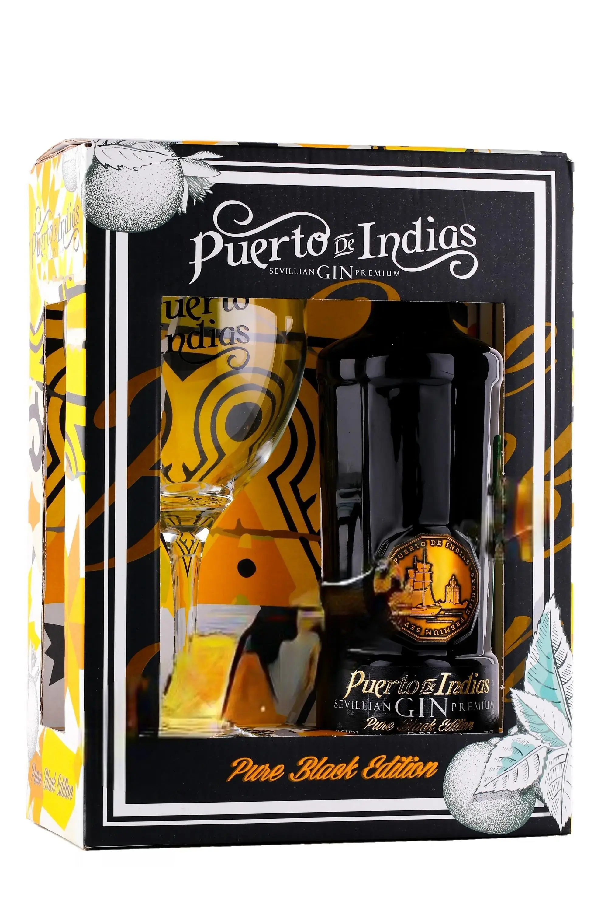 Джин Puerto de Indias Pure Black Gin Promo Pack 0.7 л