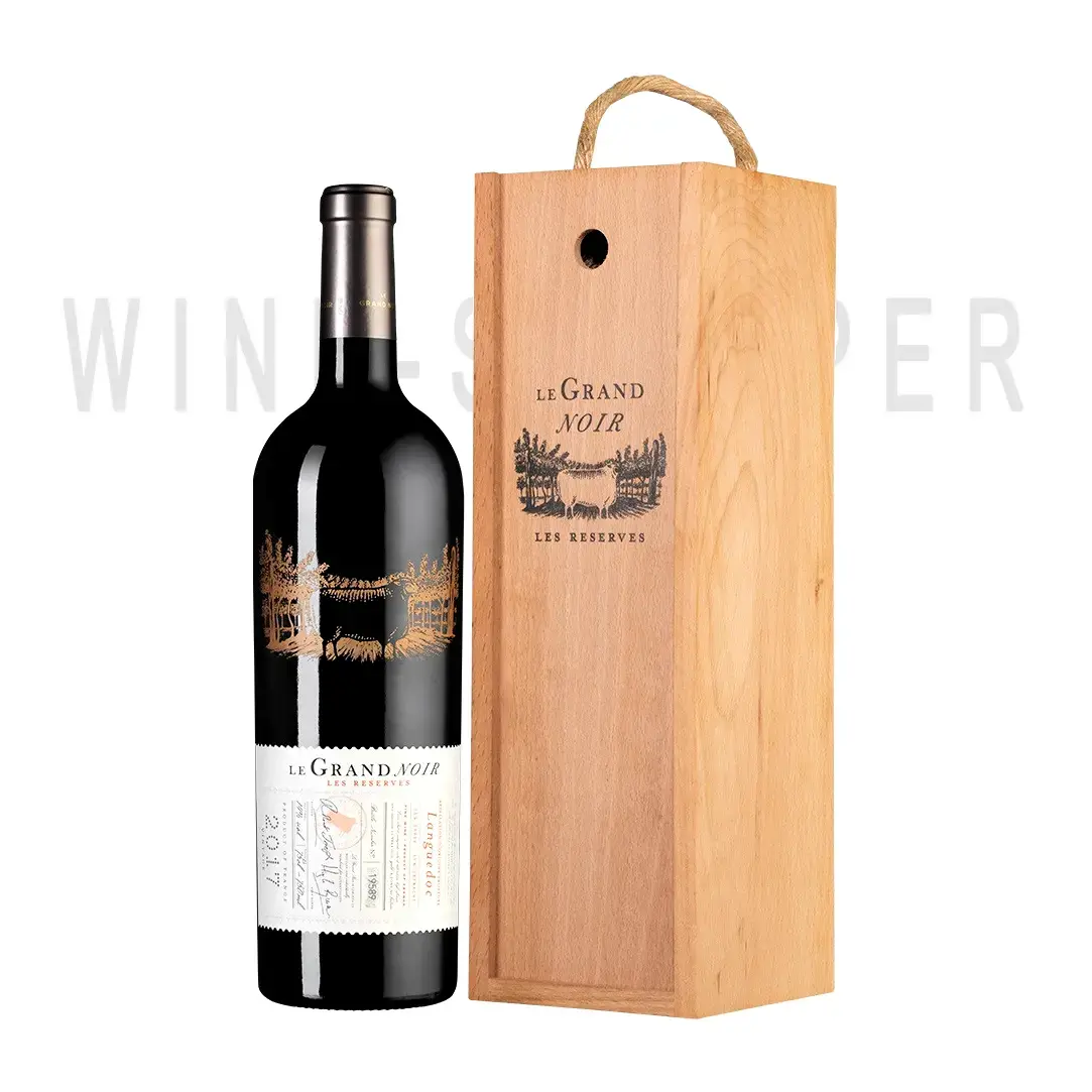 Вино Le Grand Noir Les Reserves Rouge Languedoc AOP wooden box 2017 0.75 л