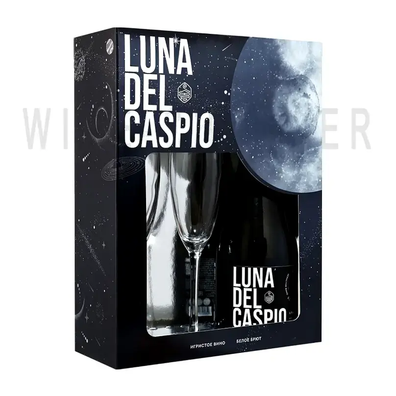  Luna del Caspio White Brut gift box with 2 glasses 0.75 л