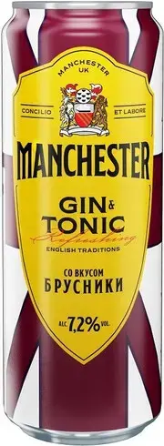  Манчестер Джин & Тоник со вкусом Брусники, слабоалкогольный напиток в жестяной банке, 0.45 л