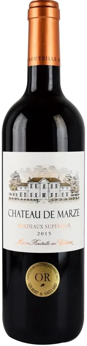 Вино Chateau de Marze Bordeaux Superieur AOC, 2015, 0.75 л