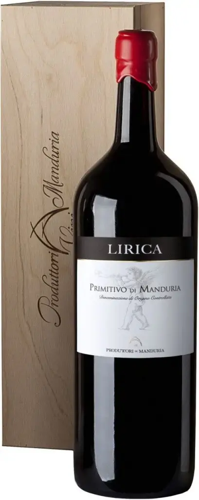 Вино Produttori di Manduria, Lirica Primitivo di Manduria DOP, wooden box, 2020, 5 л