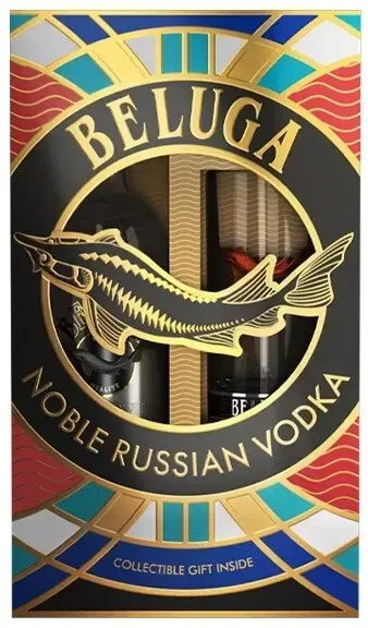 Водка Beluga Noble, gift box with highball colored fish, 1 л