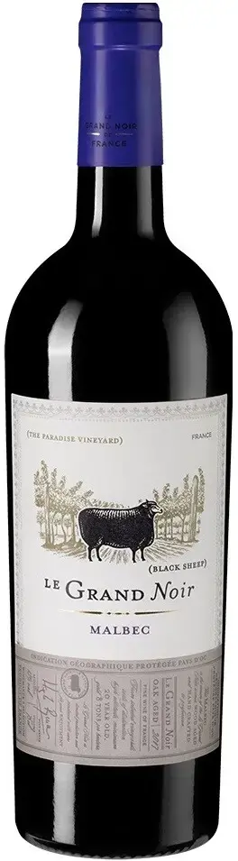 Вино Le Grand Noir Malbec Pays d'Oc IGP, 2022, 0.75 л