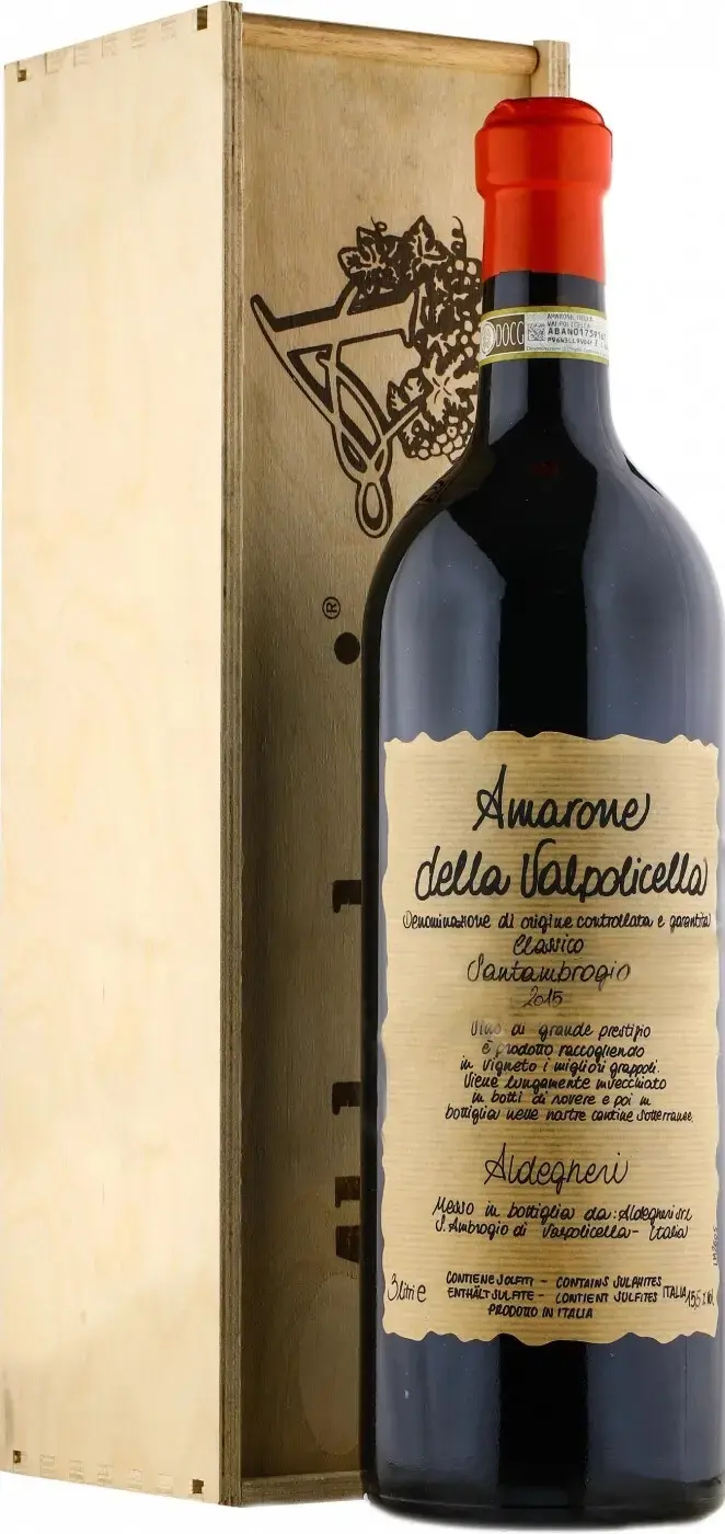Вино Cantine Aldegheri Amarone della Valpolicella Classico Santambrogio DOCG, 2015, wooden box, 3 л
