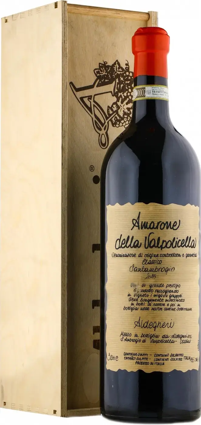Вино Cantine Aldegheri Amarone della Valpolicella Classico Santambrogio DOC, wooden box, 2017, 3 л
