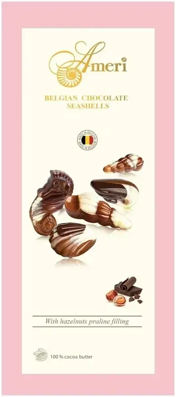  Набор конфет Ameri Belgian Chocolate Seashells, розовая коробка, 125 г