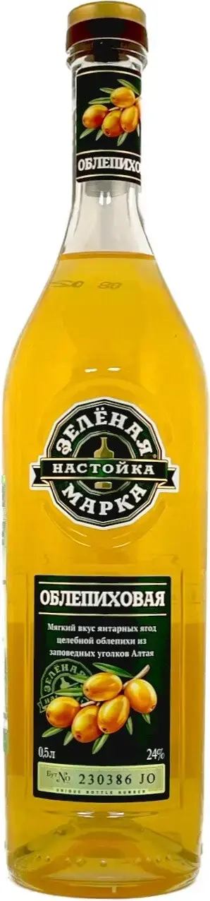 Ликер Зеленая Марка Облепиховая Настойка Сладкая, 0.5 л
