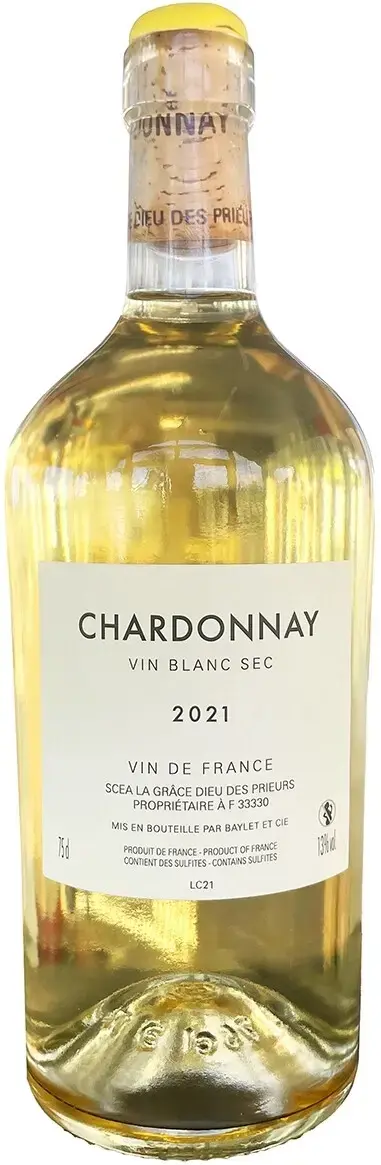 Вино Chateau La Grace Dieu des Prieurs Chardonnay VdF, 2021, 0.75 л