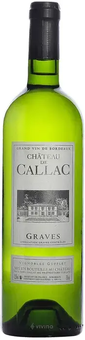 Вино Chateau de Callac Blanc Graves AOC, 2022, 0.75 л