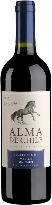 Вино Alma de Chile Merlot Semi Sweet Valle Central DO, 2023, 0.75 л