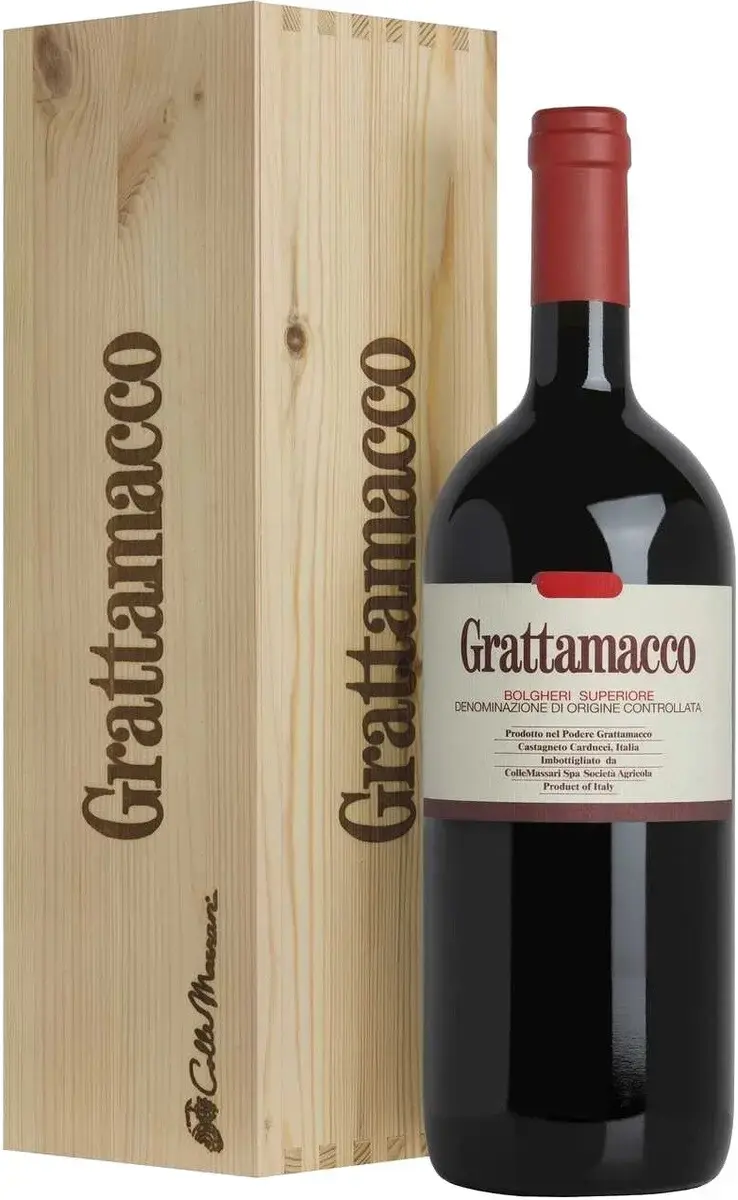 Вино Grattamacco Bolgheri Rosso Superiore DOC, 2020, wooden box, 1.5 л