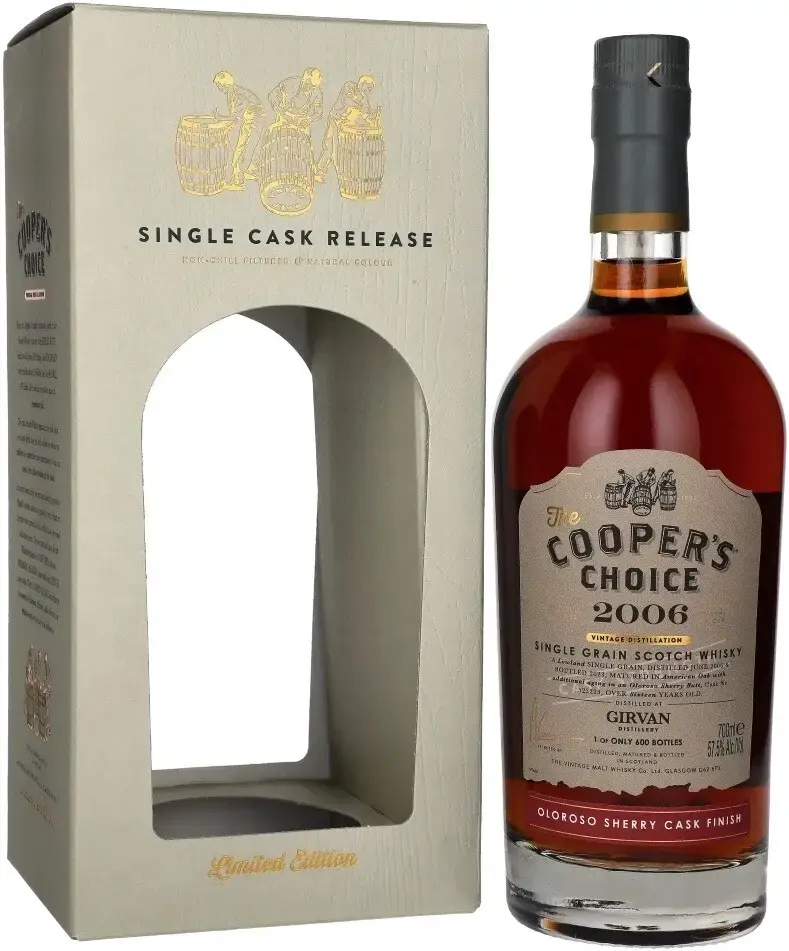 Виски The Cooper's Choice Girvan Single Grain Oloroso Sherry Cask Finish, 2006, gift box, 0.7 л