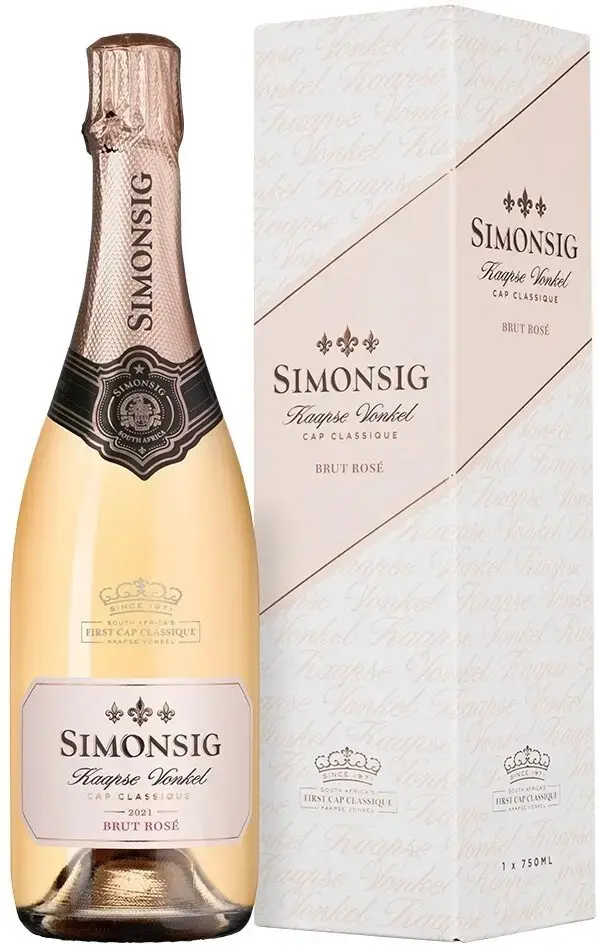 Игристое вино Simonsig Kaapse Vonkel Brut Rose, gift box, 2021, 0.75 л