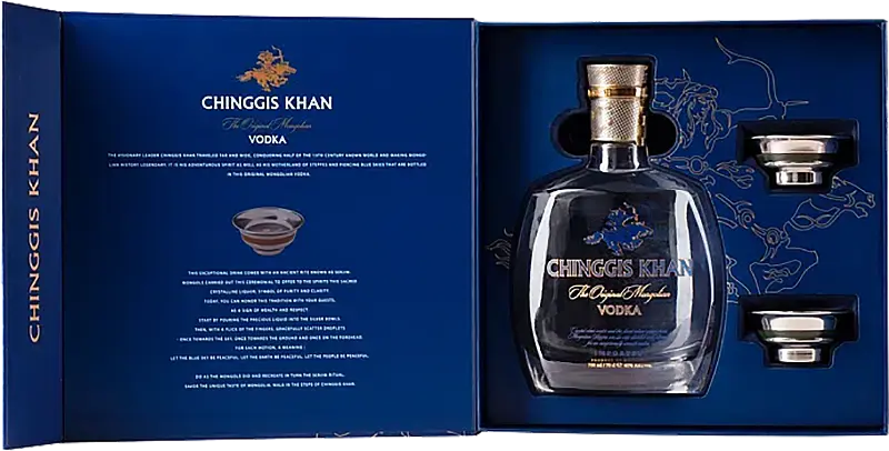 Водка Chinggis Khan 0.7 л gift box with 2 bowls