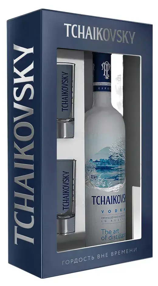 Водка Tchaikovsky, gift box with 2 shots, 0,7 л