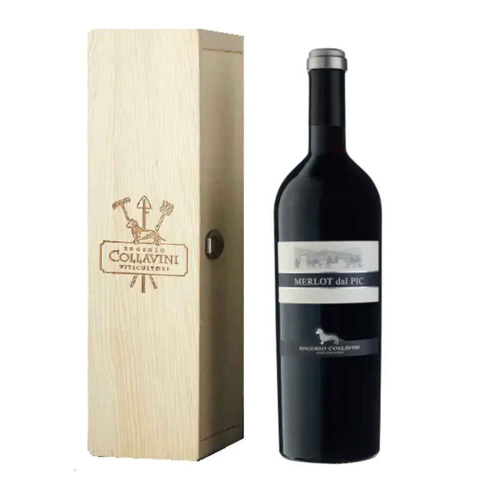 Вино Eugenio Collavini Merlot dal Pic Collio DOC, wooden box, 2018, 1.5 л