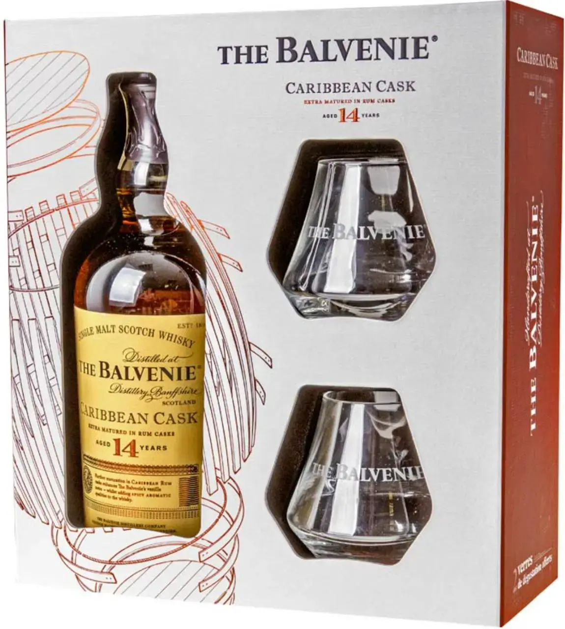 Виски Balvenie Caribbean Cask 14 Years Old, gift box with 2 glasses, 0.7 л