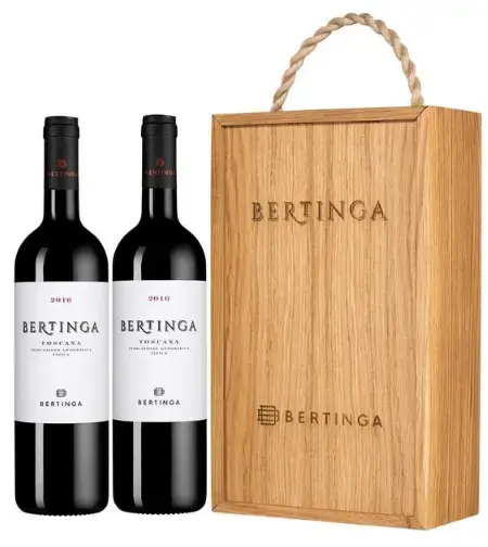 Вино Bertinga, wooden box of 2 bottles, 2016, 0.75 л