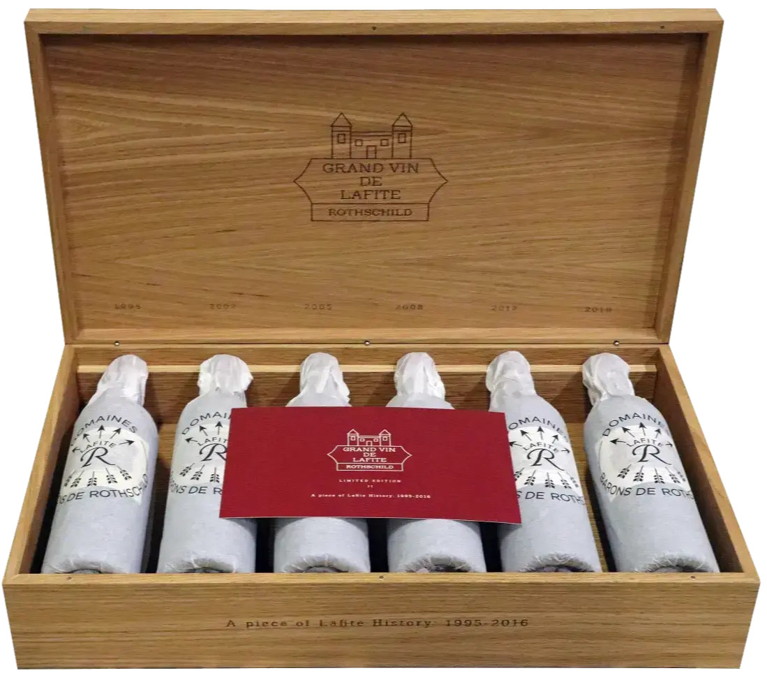 Вино Chateau Lafite Rothschild Pauillac AOC 1-er Grand Cru, set of 6 bottles (2000-2005), wooden box, 0.75 л