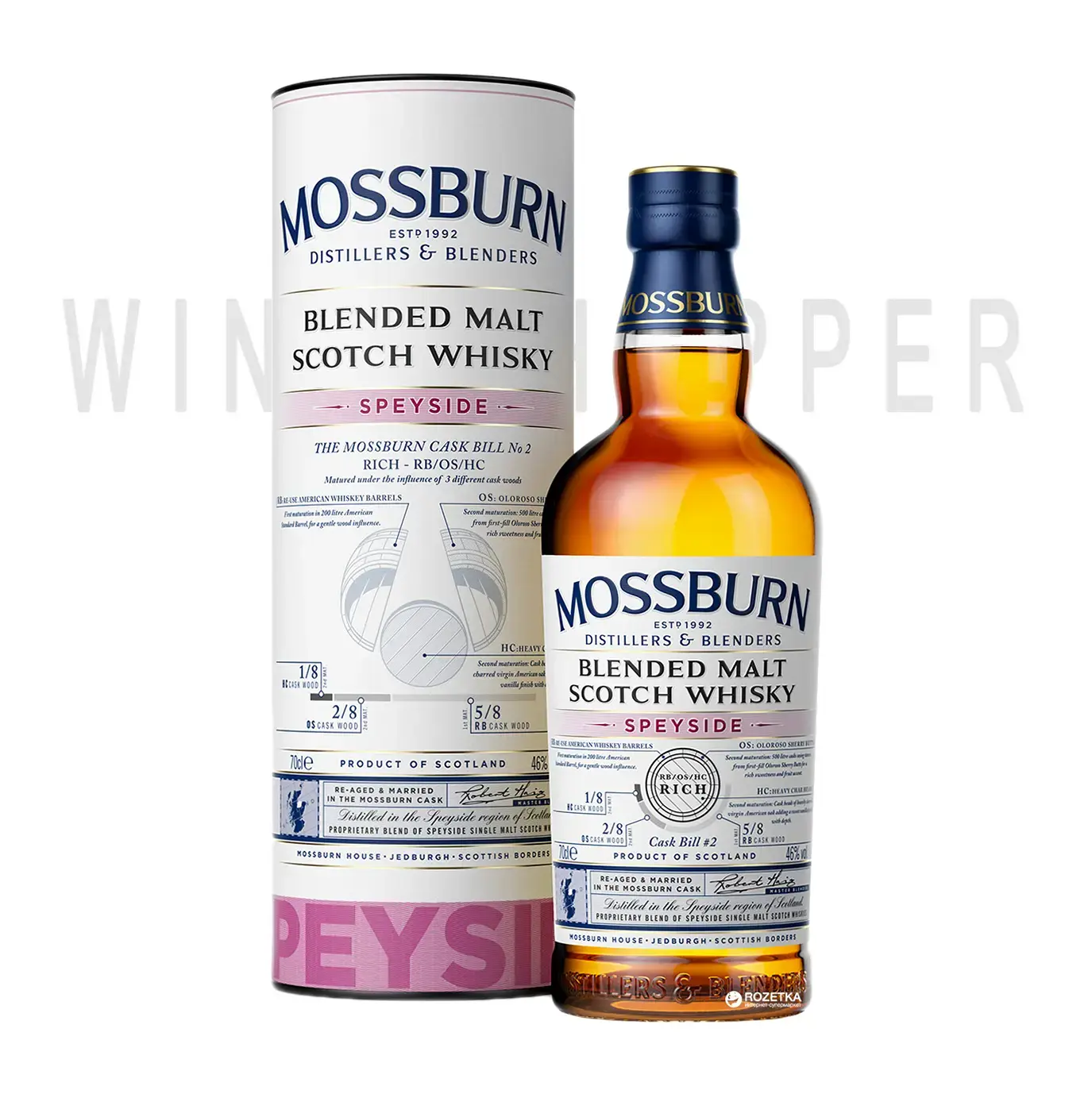 Виски Mossburn Blended Malt Scotch Whisky Speyside Cask Bill #2 in tube 0.7 л